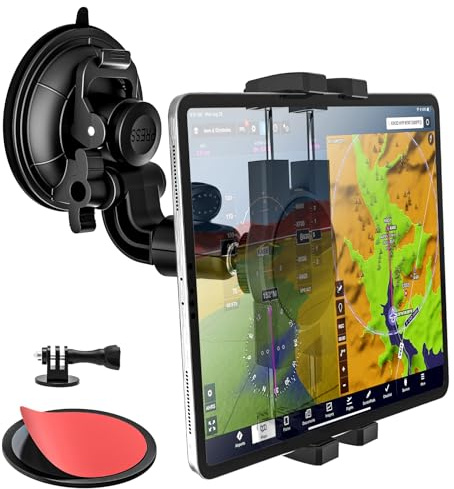 woleyi Soporte Tablet Avion con Ventosa Fuerte - Ventosa Grande | Soporte Tablet Piloto Parabrisas Ventana, Soporte Aviación Cockpit Coche para iPad, Galaxy, Fold, Fire, Móvil, Cámara, 4-13