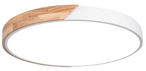 WEB world electronic business Plafoniera LED Moderna 24W - Diametro 40 cm - Effetto Legno e Bianco - 3 Tonalità di Luce (CCT) - Design Sottile 5 cm