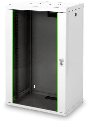 DIGITUS Armadio di rete 19 pollici 20 U - Montaggio a parete - Profondità 450 mm - Portata 100 kg - Serie Unique - Porta in vetro - Grigio