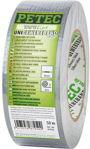 PETEC UNI-GEWEBEBAND, silver, 50 M 87450