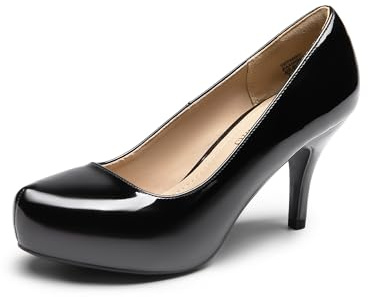 DREAM PAIRS Tiffany Women's Classic Elegant Versatile Low Stiletto Heel Dress Platform Pumps Shoes,Size 7,Black/Pat,TIFFANNY