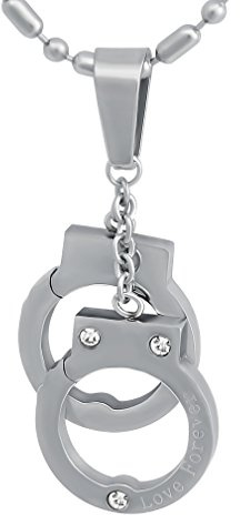 Hanessa Damen-Schmuck Silber Halskette Handschellen Liebe Edelstahl Geschenk für die Frau/Freundin