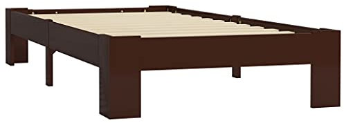 vidaXL Kiefernholz Massiv Bettgestell Holzbett Einzelbett Futonbett Massivholz Bett Bettrahmen Lattenrost Schlafzimmerbett Dunkelbraun 90x200cm