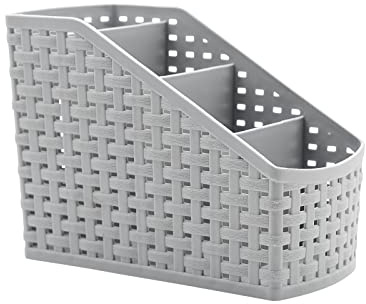 Fai Top Cesta de Almacenamiento, Estante de Almacenamiento de Cosméticos de 4 Compartimentos, Caja de Almacenamiento para el Escritorio, la Encimera, la Cocina del Hogar - Gris