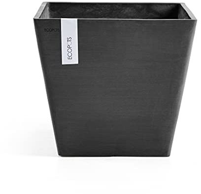 Ashortwalk ECOPOTS Rotterdam Pot de fleurs en plastique recyclé Noir 50 x 50 x 44 cm