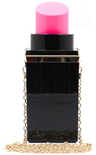 QiMing Schultertasche, Lippenstift-Form, schwarz, Abend-Handtasche für Frauen und Mädchen, (Fenshd), Small