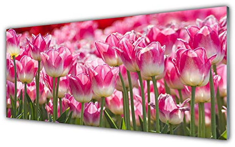Tulup Acrylic Glass Print 125x50cm Wall Art - Wall Picture Plastic Acrylic Glass - Tulips Floral