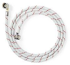 Invero Universal Hot Water Fill Inlet Pipe Feed Hose - 3/4” Straight and 3/4” Thread Connection - 90 Degree Bend - Nylon Braided - for Washing Machines and Dish Washers - 2.5 Metres