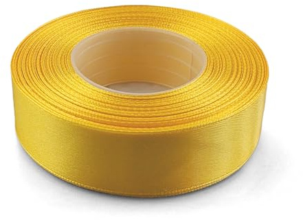 Netuno 1 x satinband 25 mm x 32 m färg solgult tygband dekorativt tygband för pyssel, bröllopsdekoration, presentförpackning