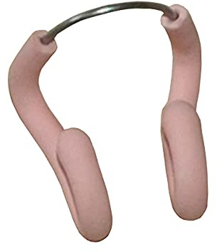 CHEX Molletta stringinaso a molla unisex, in due pezzi, leggermente molla, in metallo, rivestita in gomma, leggermente imbottita, finitura a polpa rosa, taglia unica, per adulti, con custodia in