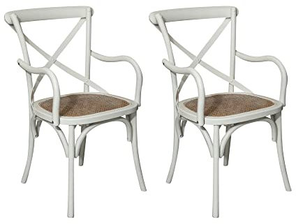 Biscottini 2 Esszimmerstühle Holz landhausstil möbel 89x43x50 cm - Küchenstühle Holz - Rattanstühle esszimmermöbel Vintage - Bistrot Rattan Stuhl - Retro küchenmöbel - Esstisch stühle