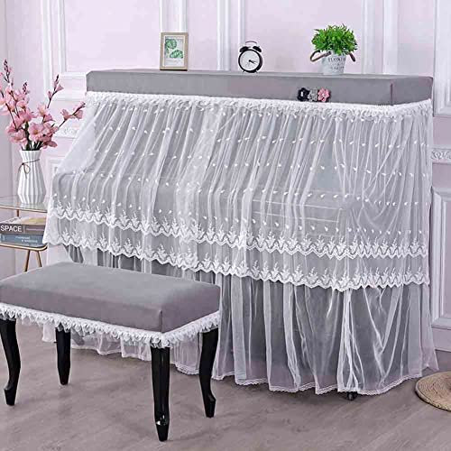 Klavierabdeckung, Klavierabdeckung aus Stoffspitze, Dekor-Staubschutz mit Klavierhockerabdeckung für 148-153 cm Klavier (Size : Piano+Single Stool Cover)