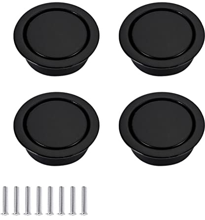 CONPHERON 4 Piezas Oculto Armario Pomos Tatami Tiradores Zinc Aleación Empotrar Puerta Manija Tiradores para Cajones Redondas Enrasar Pull Gabinete Accesorios