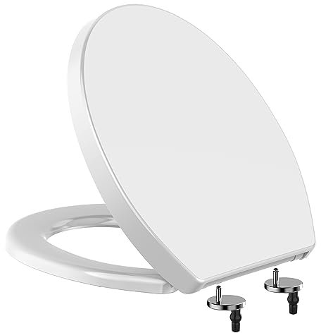 Abattant WC Forme O Cuvette Toilette avec Frein de Chute, Siège WC avec abaissement automatique, Couvercle WC avec fermeture rapide pour un nettoyage facile, Lunette de Toilette Testée jusqu'à 150kg