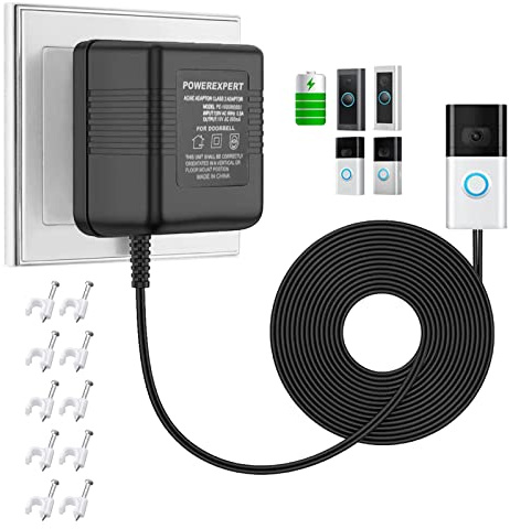 24V/500mA Türklingel Transformator für Ring, Eufy, Arlo & Nest | Doorbell Netzteil Adapter für Video Türklingel, Ring Netzteil Video-Türklingel Transformator (5M)