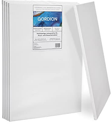 Gordion Bespannte Keilrahmen Set, 5'er Packung, 280 g/m² Leinwandstoff aus Baumwolle, geeignet für Acyrl-, Öl-, und Gouachefarben (40x60)