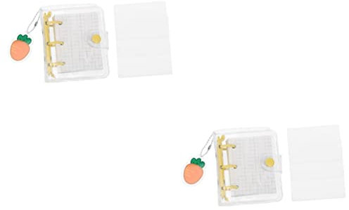 jojofuny 2sätze Lovely Loose Leaf Binder Cover Für Handbuch Transparent Wiederbefüllbar Mit Druckknopfverschluss Mini Notizbuch Für -projekte Mit Karopapier Und Bärchenanhänger