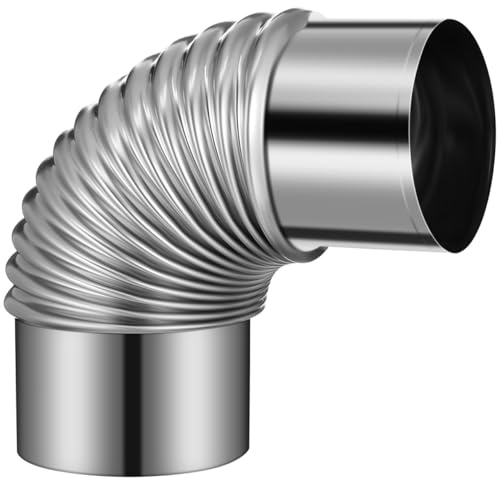 Angoily 90 Degree Stove Pipe, 8 cm Elbow Stainless Steel Chimney Flue Extension for Outdoor Camping Tent Wood Stove Exhaust Pipe Accessories
