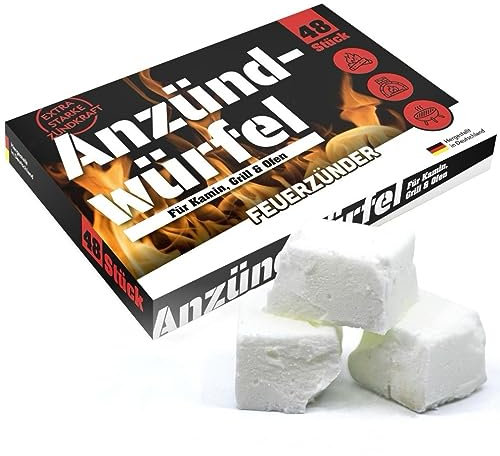 Kohleanzünder 288 Stück Anzündwürfel Ofenanzünder Kaminanzünder + 1x Kühlschrankmagnet, Anzünder für Grill, Kamin, Ofen, Holzofen (6x 48Stück) Kohlenanzünder