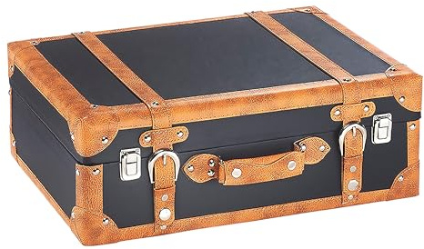 Kobolo Dekokoffer Koffer Vintage Retro MDF mit Kunstlederüberzug Braun