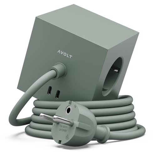 Avolt Square 1 Multipresa Cubo da Scrivania, 1,8m, 3 Prese, 2 USB-C