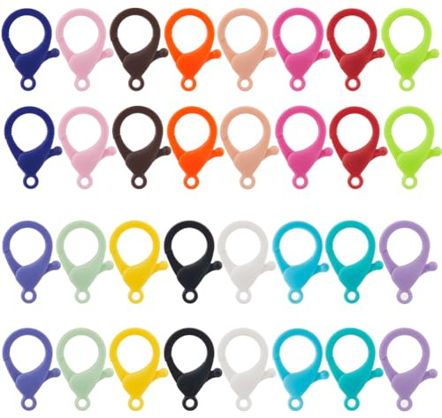 SUNNYCLUE 128 pz 16 colori Chiusura A Moschettone In Plastica Chiusure A Moschettone In Plastica Chiusura per Gioielli In Plastica Elementi di Fissaggio Ganci Girevoli Clip In Plastica Cordino Moschet