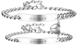 AllerPierce Partnerarmbänder Personalisiert Pärchen Armband für Damen Herren Magnetische Armband mit Gravur Couple Paar Armbänder Valentinstag Geschenke für Liebhaber Couple