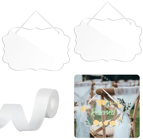 AHANDMAKER 2 Stück Transparentes Acryl-Hängeschild, 7.87X11.8 Hochzeitsstuhl-Schilder, Reservierte Sitzplätze, Selbstgemachte Leere Namen Für Hochzeits-Dinnerpartys, Bankettveranstaltungen
