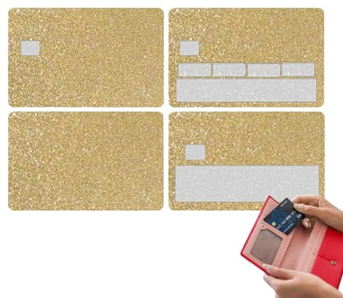 Kreditkarten-Skin-Aufkleber, Debitkarten-Hülle, glänzend, abnehmbare Abdeckungen, blasenfreie Kartenschutzfolie, wasserdichte Bankkarten-Schutzfolie, gold, 説明を参照してください, Siehe Beschreibung