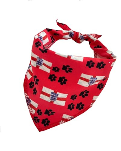New Dogs Bandana Football Flag Paws Euro Paws Adjustable Triangle Dog Scarf RED ACCESSORY UK (Scarf Red flag Medium)