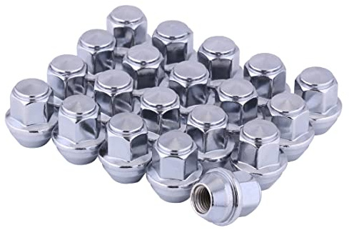 M12 x 1,5 Radmuttern, Alufelgenmuttern, M12–1,50, , einteiliges Design, 12 x 1,5, Chrom, 19 mm Sechskant, 32 mm lang, Set mit 20 Radmuttern, passend für Ford Focus, Ford Fusion, Fabrikräder