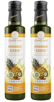 Zühre Ana Vinagre de Piña – Naturalmente fermentado – Promueve la quema de grasa y reduce el apetito – la salud de la piel y el equilibrio metabólico – Desintoxicación natural – 2X500ml – Vegano