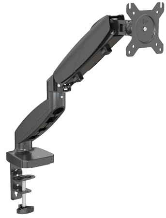 INOVU SBA1 Noir - Support Bureau pour 1 écran - Support écran PC 15 à 27 Pouces / 7 kg - Bras pour 1 écran - Compatible écran incurvé - VESA 75x75 ou 100x100 mm - Espace Gestion de câbles - Noir