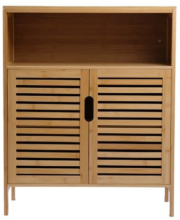 AD.CON Badezimmerschrank Bambus Badregal Badschrank mit 3 Ablagen 81 x 65 x 31 cm Natural
