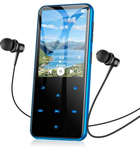 AGPTEK 64GB MP3 Player Bluetooth 5.3 mit 2,4 TFT Farbbildschirm, HiFi Musik Kinder MP3 Player mit Lautsprecher, Touch-Tasten, FM-Radio, E-Book, Aufnahme, Unterstützung bis zu 128 GB, Blau