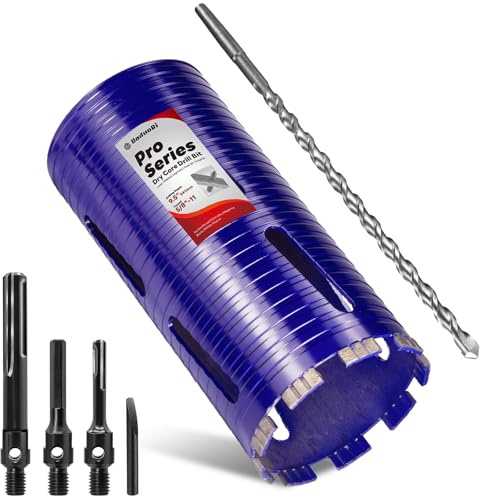 DaduoRi 4-1/2 Pro Dry Core Drill Bit with Pilot Bit & 3 Adapters (SDS Plus/SDS Max/1/2 Hex), Upgraded-Welded Core Bits for Concrete with Rebar, Masonry, Brick, Mortar - 9.5 Depth, 5/8-11 Thread