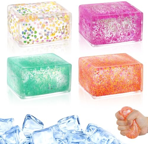 AOOTE Cubo Palline Squishy Antistress, 4 Pezzi Giocattoli Antistress, Giocattoli da spremere Colorati, Taba Squishy Toys, Alleviare lo Stress per Bambini e Adulti, Regalo per Natale e Regalini