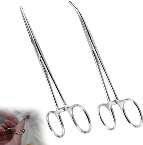 2 tipos de pinzas de acero inoxidable – Piercing, Clamper, tijeras biseladas, multifuncionales para bricolaje y cuidado animal (12,5 cm)