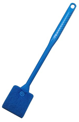 Pffiocix Esponjas cepillo limpiador de acuarios, mango largo, raspadores de algas, limpiador de ventanas de doble cara, herramienta de limpieza de vidrio