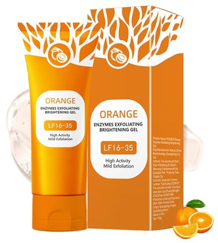 Orange Enzymes Exfoliating Brightening Gel, 100g Orange Peeling Gel für Gesicht und Körper, Brightening Peeling Gels, Orange Face Exfoliator Scrub für Damen, Tiefenreinigendes Scrubber für alle Haut
