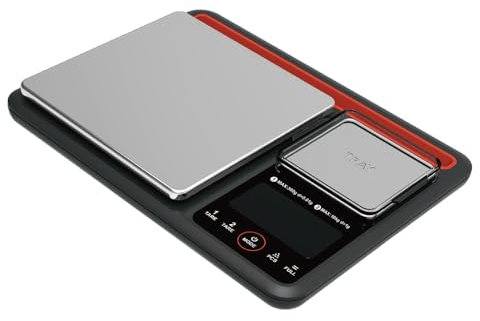 GRAM PRES Báscula digital de cocina y alimentos de doble plataforma, 0,01 g/300 g y 1 g/10 kg, peso digital en gramos y onzas, color negro con acero inoxidable