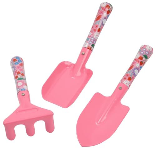 GBS Kids Gardening Tool Set – Pink | 3-Piece Outdoor Play Garden Set with Child-Sized Trowel, Rake & Shovel | Safe & Fun Tools for Girls, Ages 3+