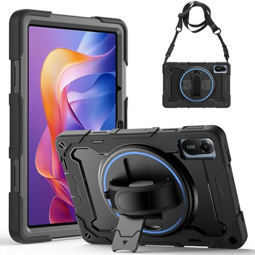 Gerutek Cover per Xiaomi Redmi Pad 2/ Pad SE 11 Pollici 2025/2023 | Custodia Robusta Antiurto, Supporto Girevole a 360°, Cinghia per Mano/Spalla, Portapenne,Cover Protettiva Silicone Anticaduta