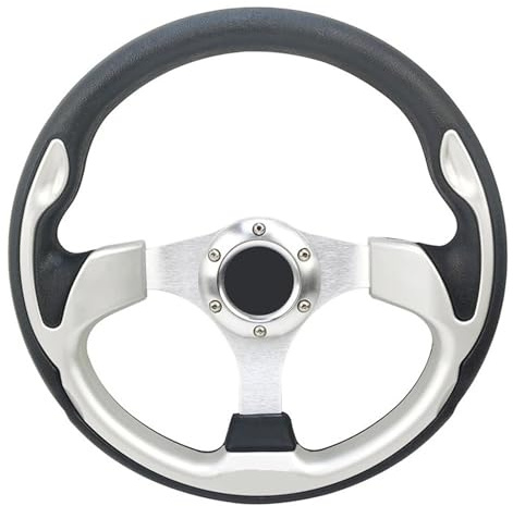 IBNA Rennlenkrad Auto-Sportlenkrad Racing-Typ Universal 13 Zoll 320 Mm Aluminium PU(Round Silver)