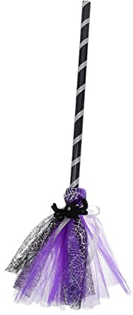 BESTonZON Escoba de Bruja para Niña Diseño de Halloween, Accesorio de Plástico Resistente y Acabado Fino para Disfraces en Casas Embrujadas y Escenarios Teatrales