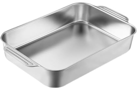 UTHCLO Stainless Steel Rectangular Baking Pan Nonstick Roasting Tray for Oven Induction Compatible Versatile Cake Cookie Grill and Roast