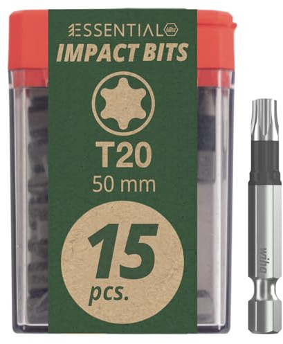 Wiha Essential Impact Bit-Box 15-tlg. I Bit Set T 20, 50 mm (1/4) I Bitbox I Bitsatz für Akkuschrauber I Schlagschrauber Bits in Tic Tac-Box (45608)