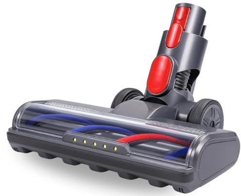 Dripl Bürste für Dyson V7/V8/V10/V11/V15 Staubsauger, Bodendüse mit 5 LED-Leuchten & Direktantrieb für Hartböden, Dyson Aufsatz mit flexiblem Drehgelenk & abnehmbarer Bürstenrolle (V7/V8/V10/V11/V15)