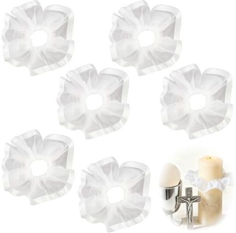 6 Stück Tropfschutz Kommunionkerze, Tropfenfänger Kommunionkerze, Kerzen Tropfschutz für Taufe Hochzeit Feier, Wiederverwendbar, Geeignet für 3–5 cm Kerzendurchmesser, Elegante Deko
