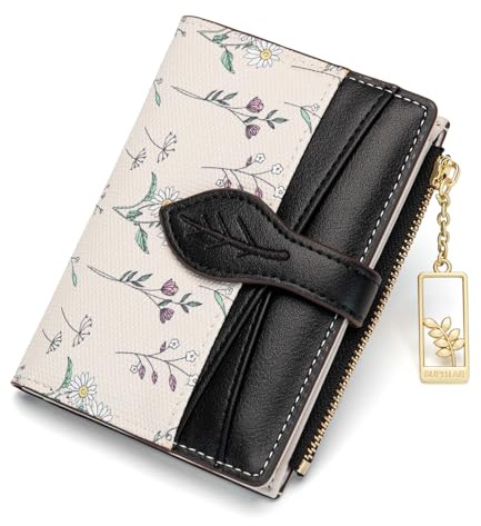 CHAOFANXI Small Purses for Women, Women Wallets Soft Leather RFID Blocking Bifold, Ladies Wallets Card Holder with Zipper Pocket and Multiple Card Slots, Black